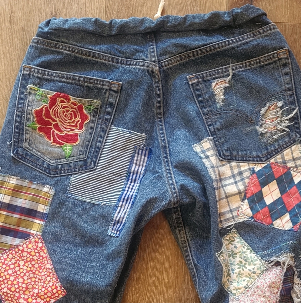 Upcycled & Handcrafted Patchwork Denim 569 34x34 … - image 3